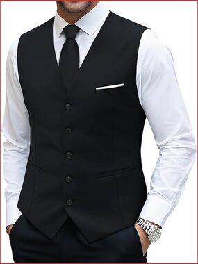 Men's Formal Vest & Tie Set Business Casual V-Neck Sleeveless Waistcoat
